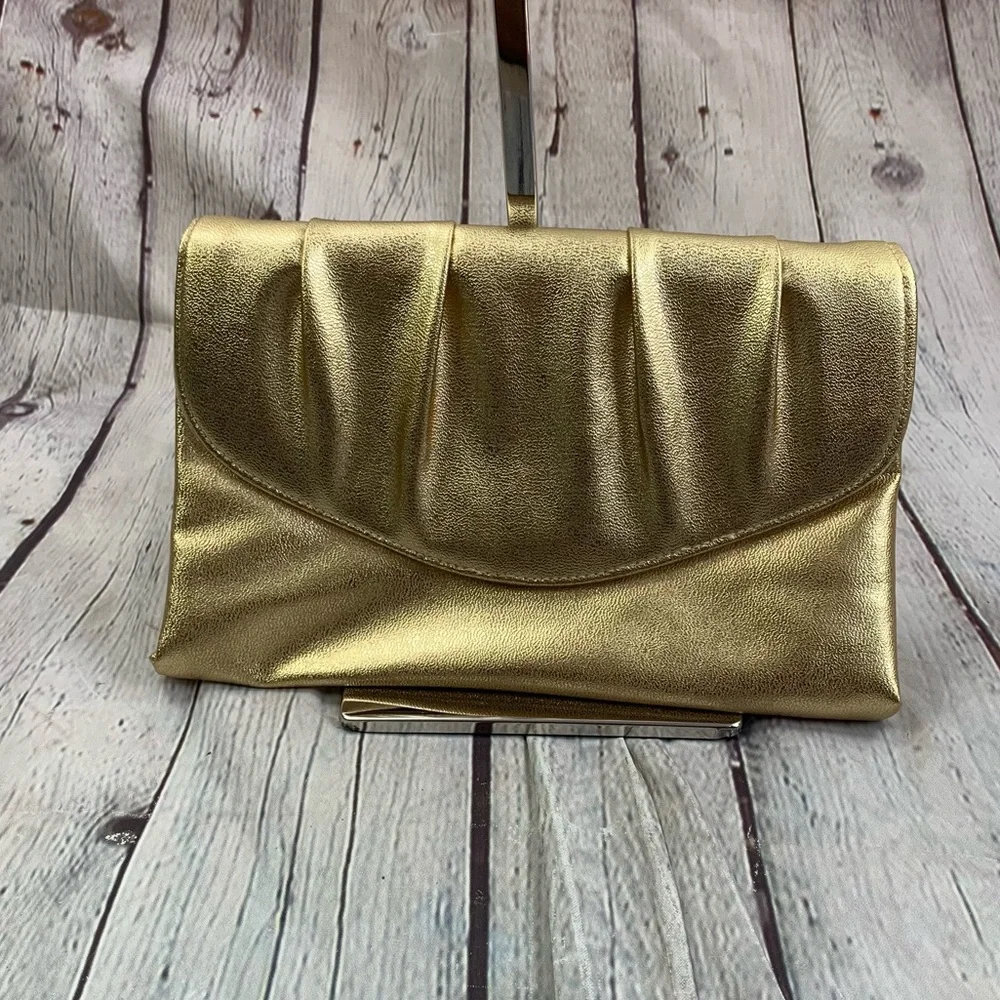 Vintage Gold Pleated Clutch Purse